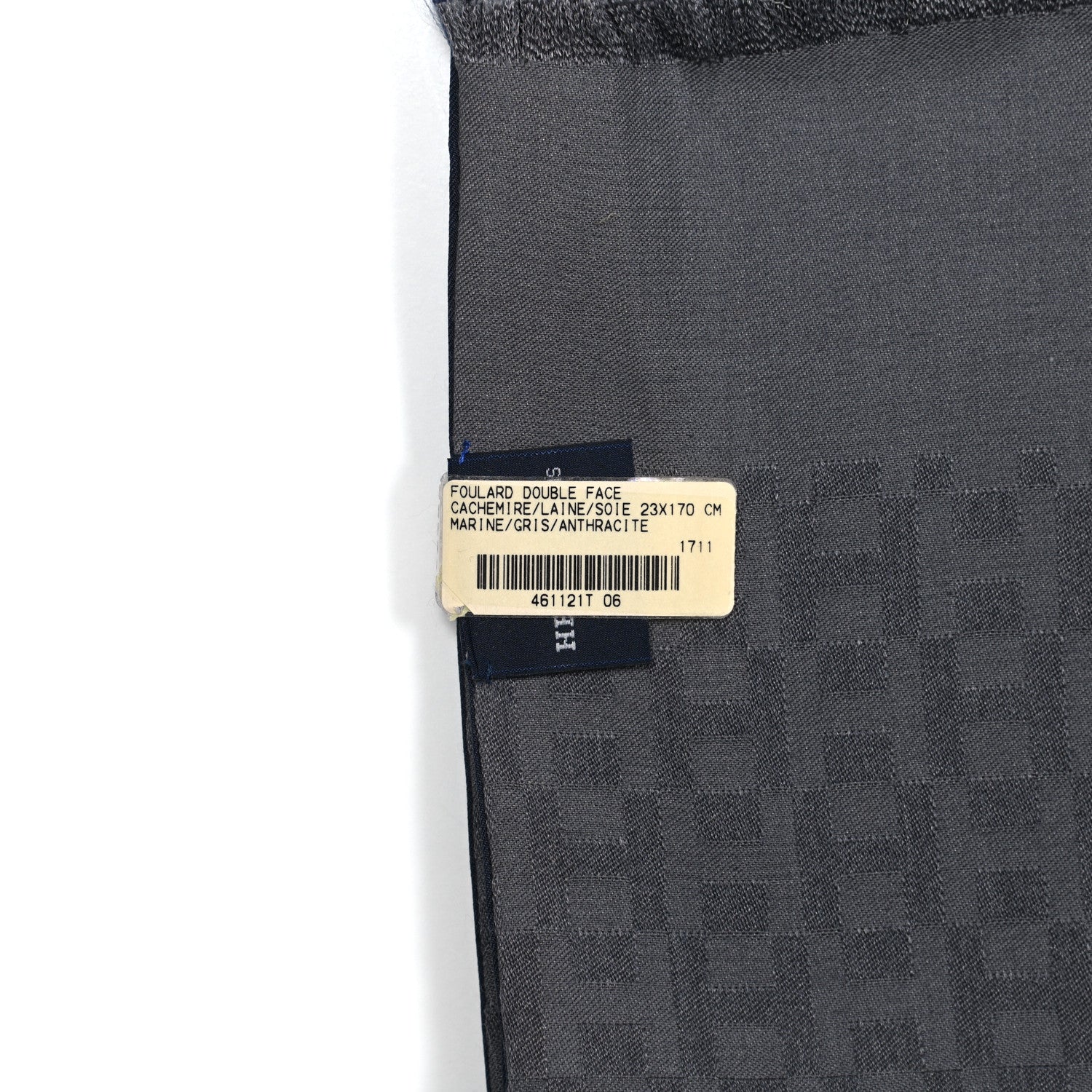 Hermes Cashmere Wool Silk Double Face Scarf Marine Gris Anthracite 5 of 5