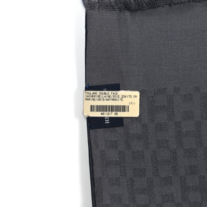 Hermes Cashmere Wool Silk Double Face Scarf Marine Gris Anthracite 5 of 5
