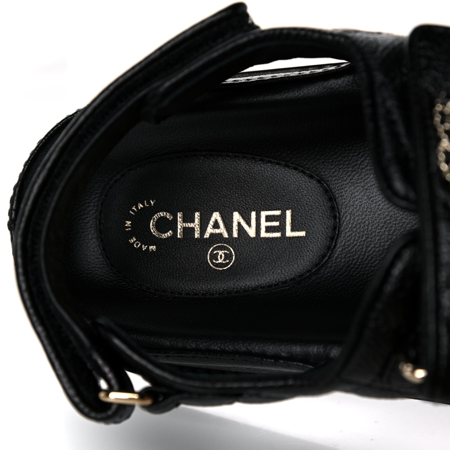 Chanel Grained Calfskin Velcro Dad Sandals 37 Black 8 of 9
