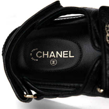Chanel Grained Calfskin Velcro Dad Sandals 37 Black 8 of 9
