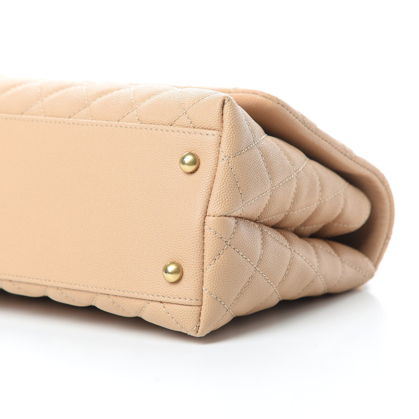 Caviar Lizard Embossed Quilted Small Coco Handle Flap Beige