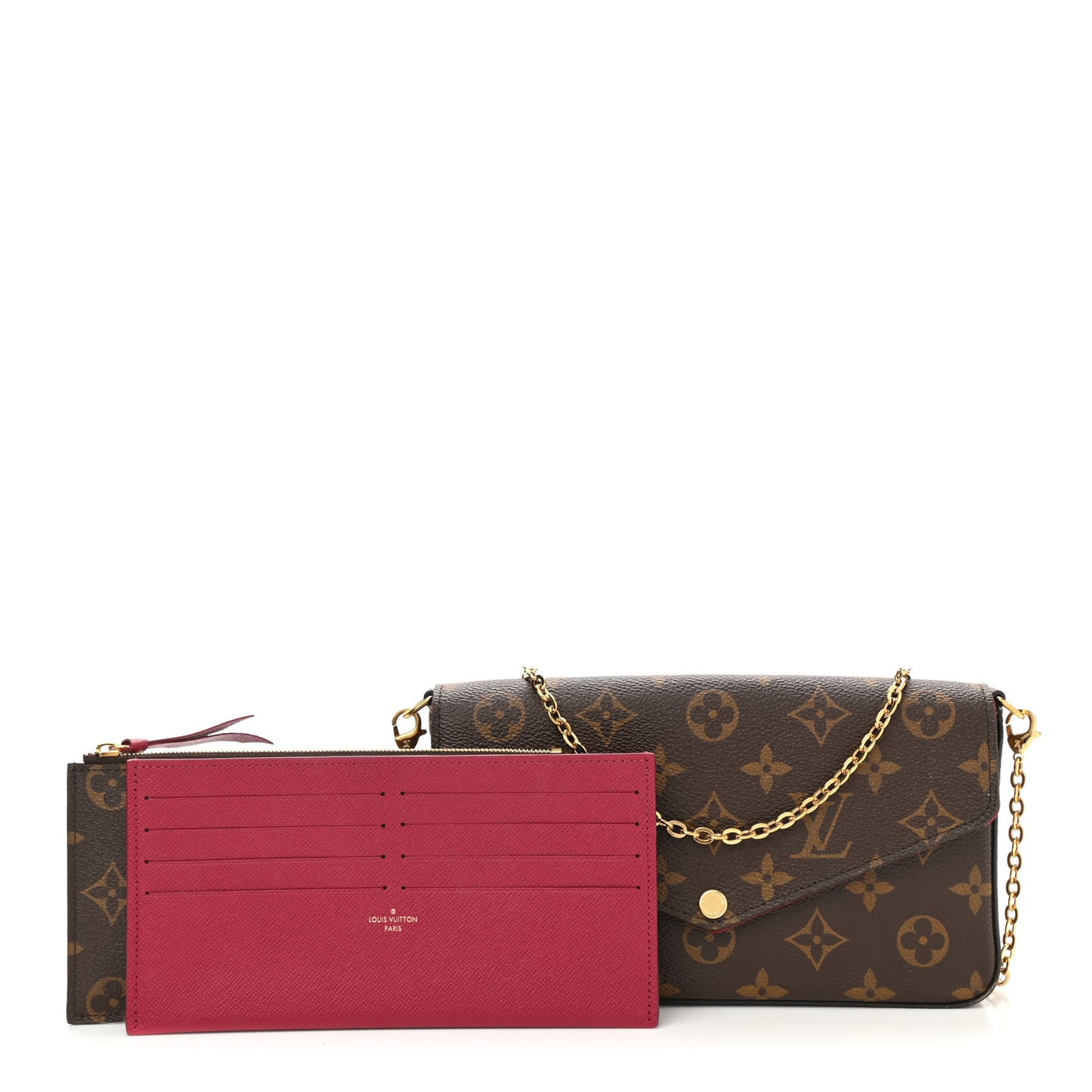 Monogram Pochette Felicie Chain Wallet Fuchsia