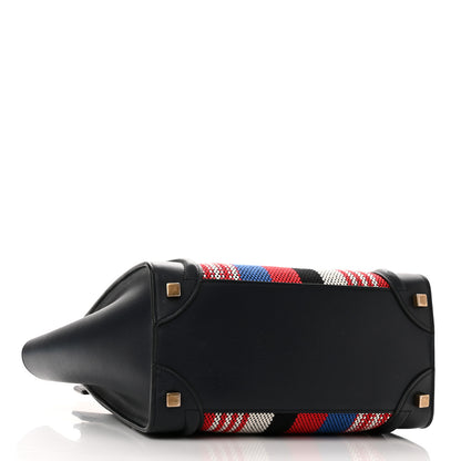 Celine Smooth Calfskin Striped Canvas Micro Luggage Navy Blue 4 of 9