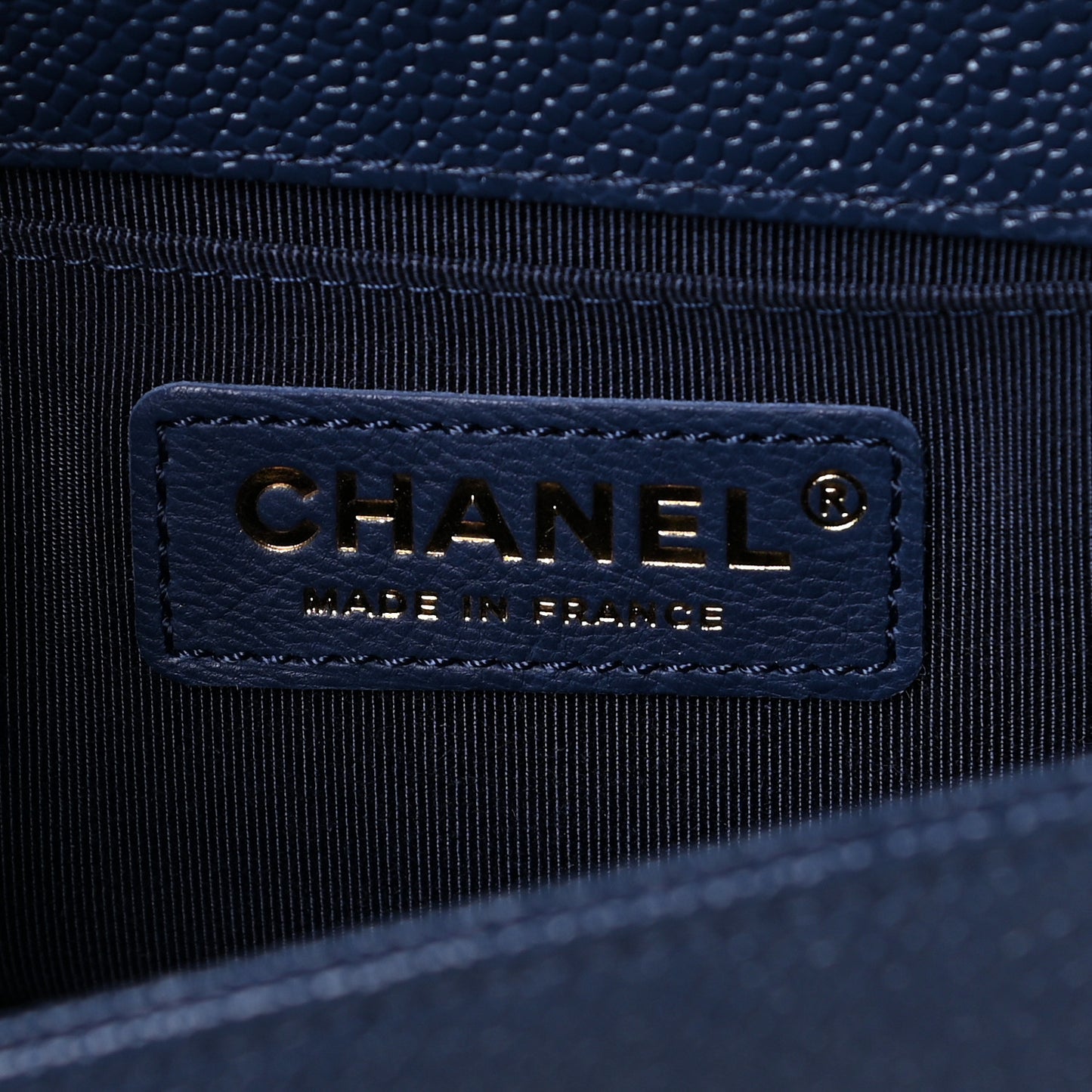 Caviar Quilted Small Boy Flap Navy