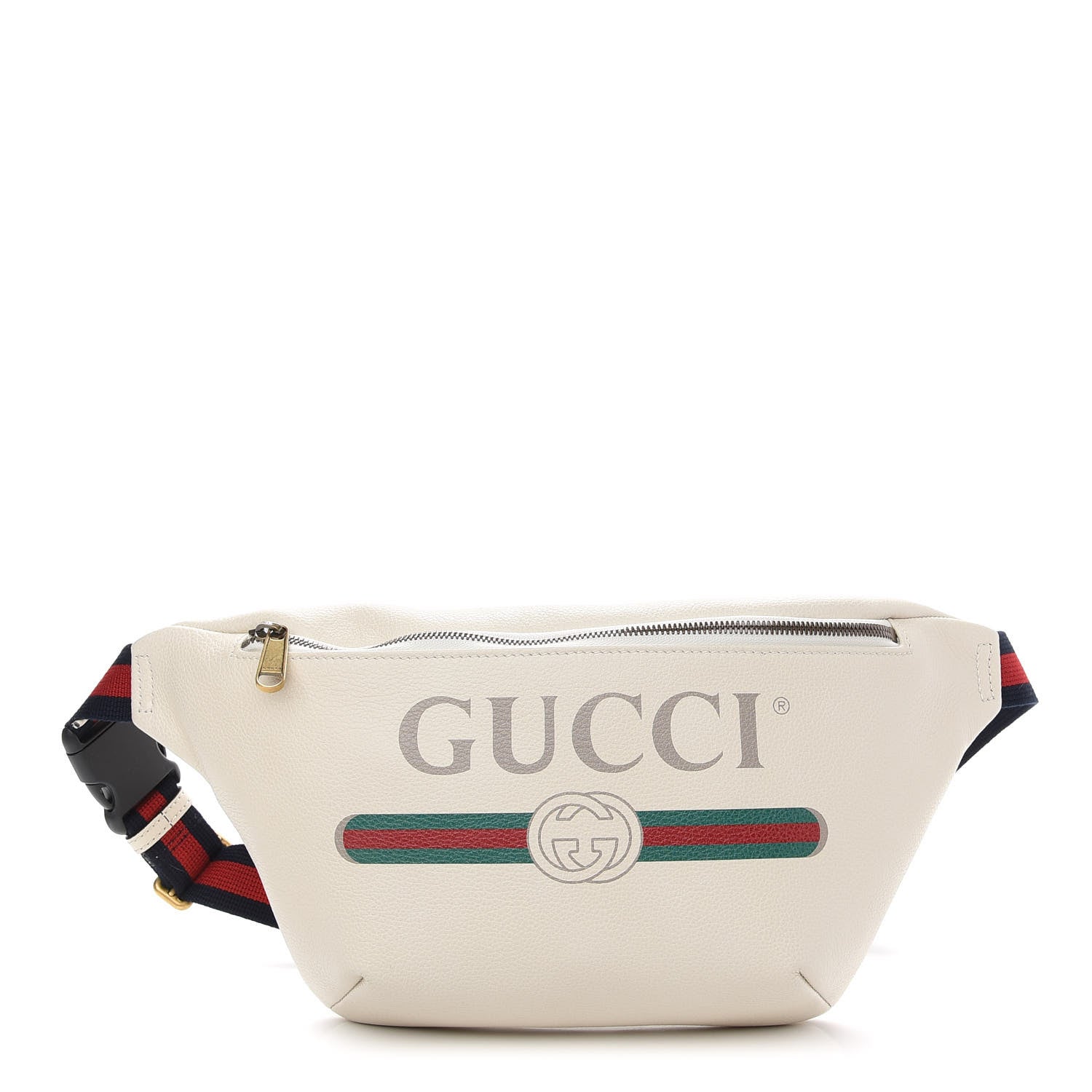 Gucci Grained Calfskin Logo Belt Bag White 1 of 9