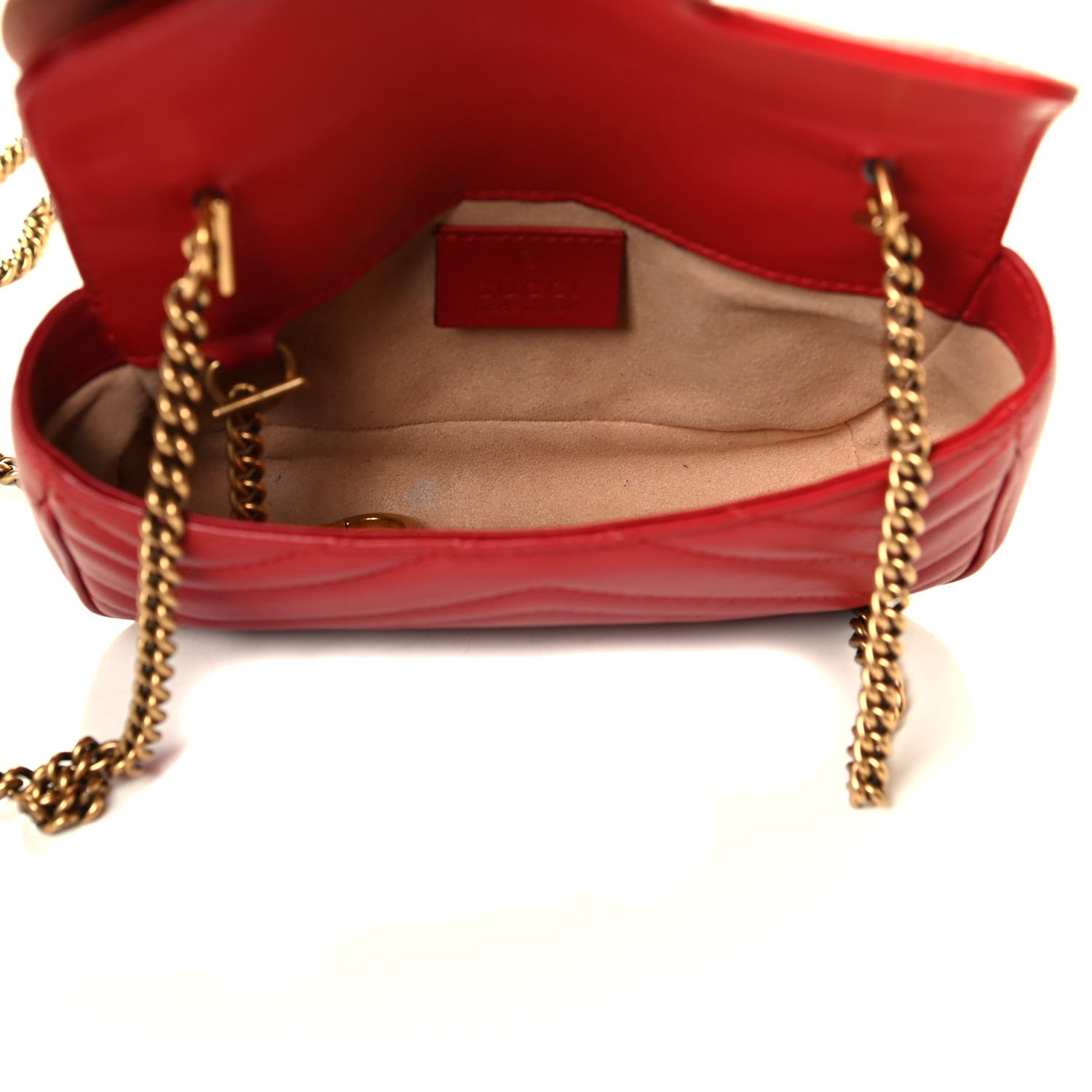 Gucci Calfskin Matelasse Super Mini GG Marmont Shoulder Bag Hibiscus Red 4 of 8
