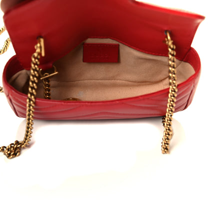 Gucci Calfskin Matelasse Super Mini GG Marmont Shoulder Bag Hibiscus Red 4 of 8