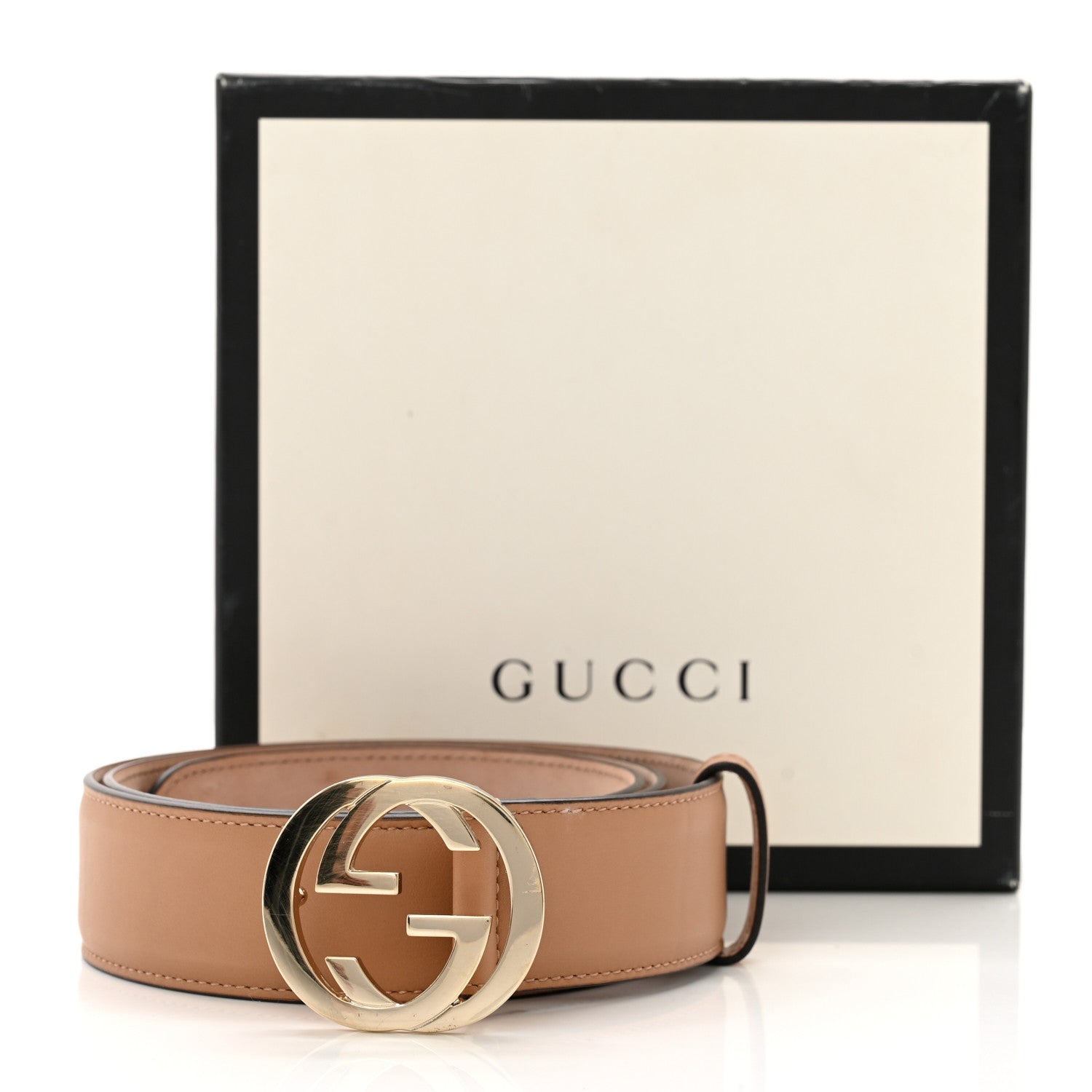 Gucci Calfskin Interlocking G 37mm Belt 90 36 Camelia 6 of 6