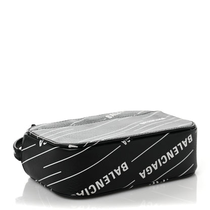 Balenciaga Calfskin Logo Print XS Everyday Camera Bag Black White 3 of 7