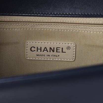 Chanel Calfskin Chevron Quilted New Medium Boy Flap Navy Blue 6 of 14