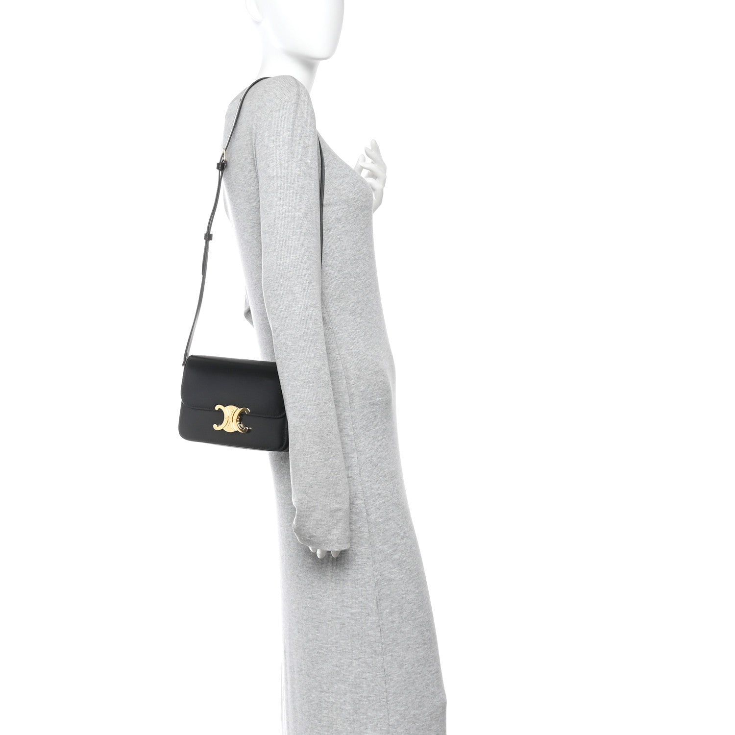 Celine Shiny Calfskin Teen Triomphe Black 2 of 9