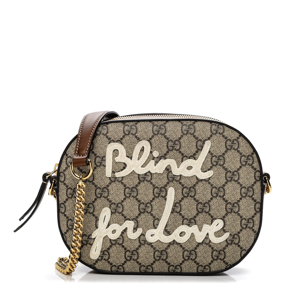 Gucci GG Supreme Monogram Blind For Love Embroidered Mini Chain Shoulder Bag Beige Tuscany 1 of 8