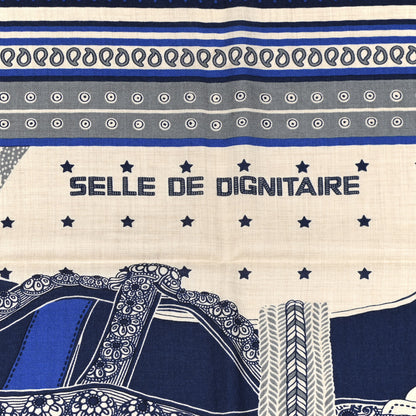 Hermes Cashmere Selle De Dignitaire Bandana Shawl 140 Bleu Royal Marine 3 of 3