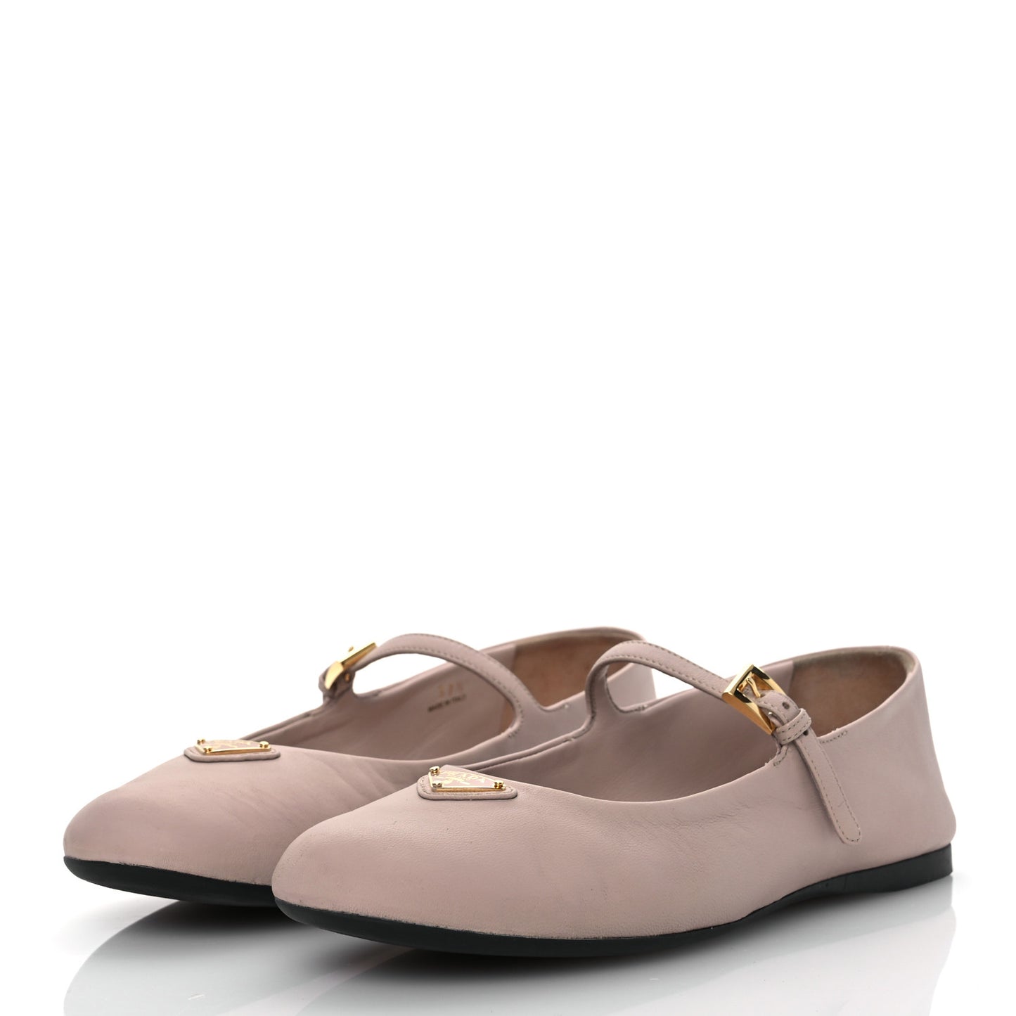 Nappa Triangle Logo Ballerina Flats 37.5 Powder Pink