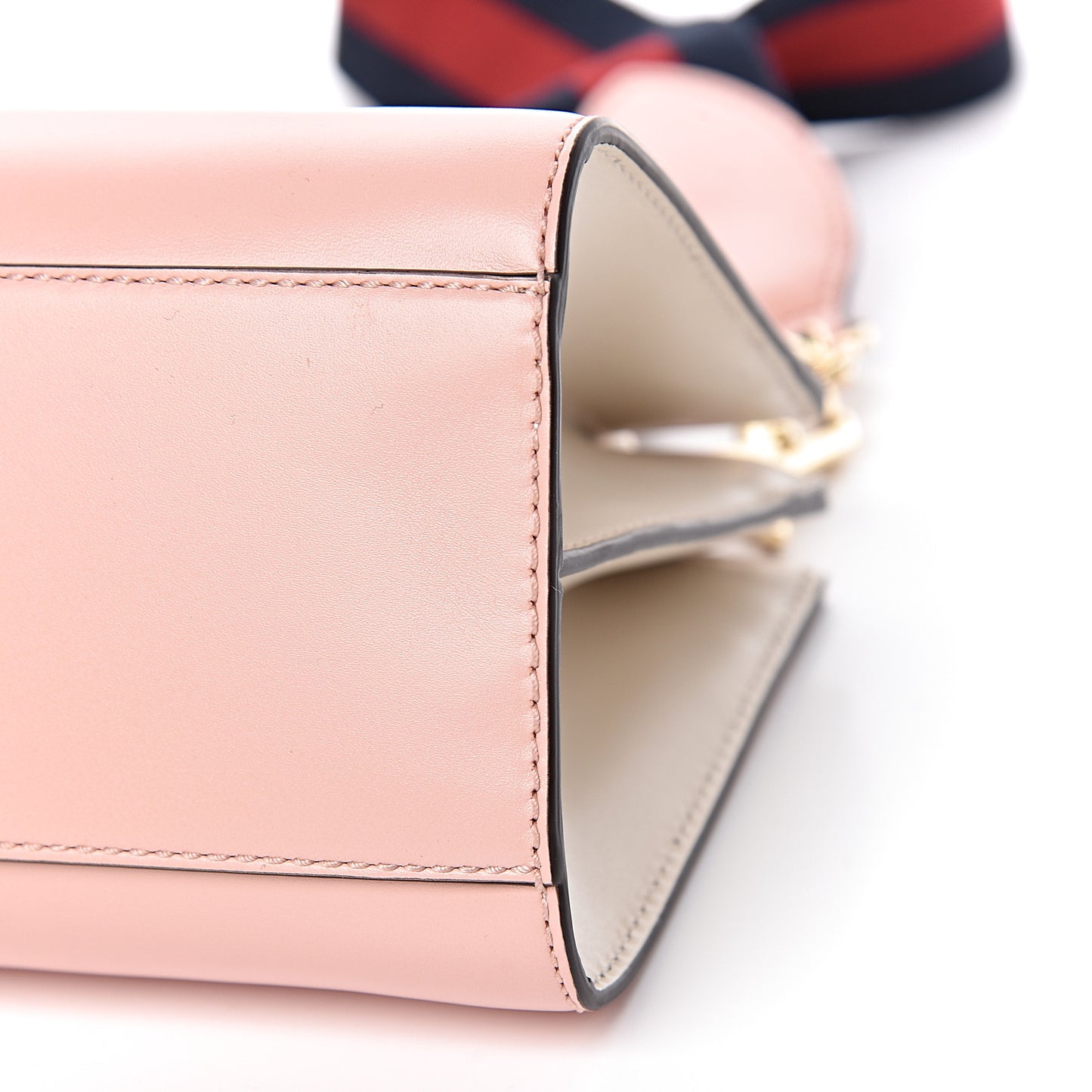Nappa Bamboo Web Mini Nymphaea Top Handle Bag Perfect Pink Mystic White