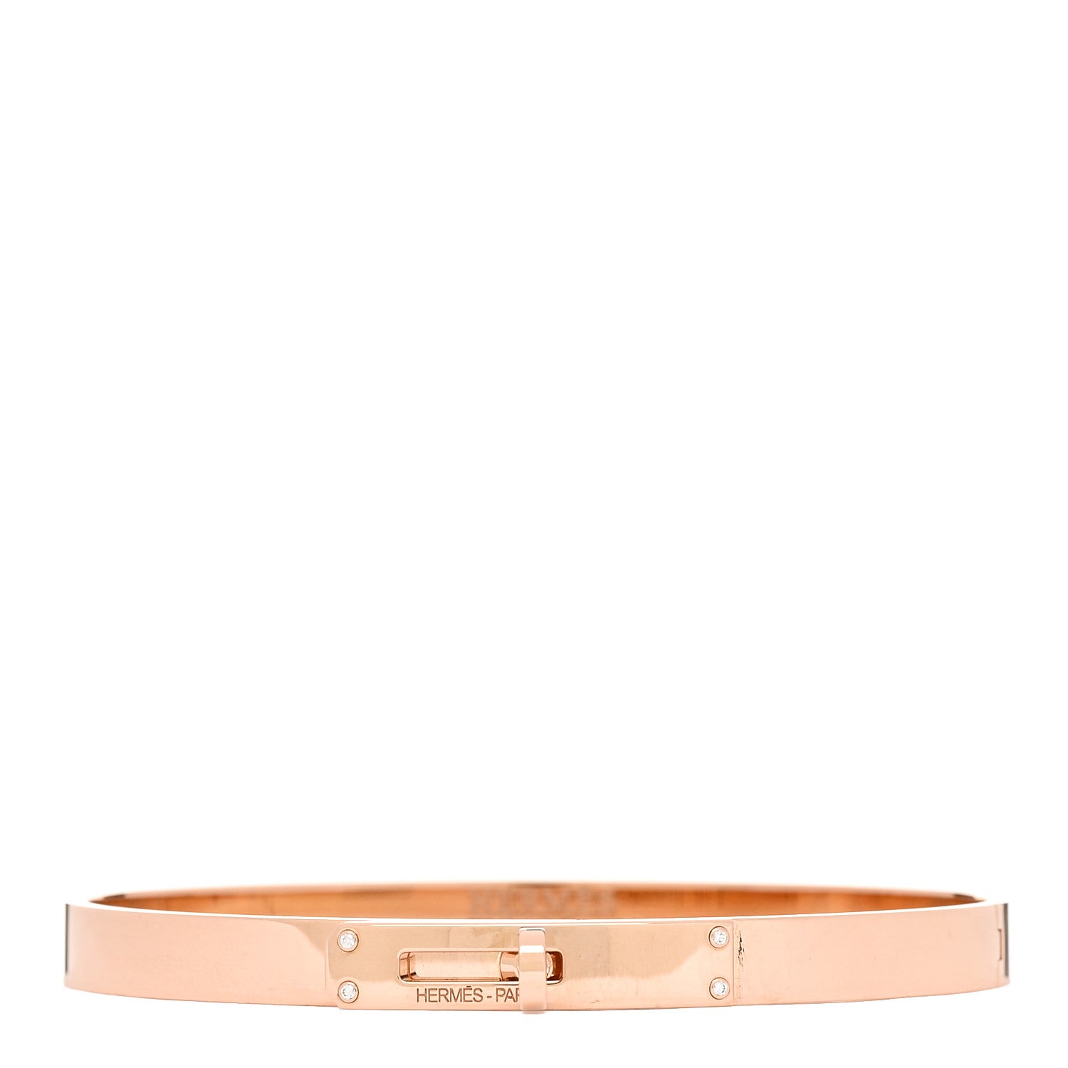 Hermes 18K Rose Gold Diamond PM Kelly Bracelet LG 1 of 4