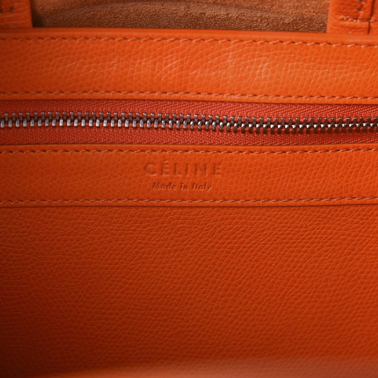 Grained Calfskin Small Vertical Cabas Orange