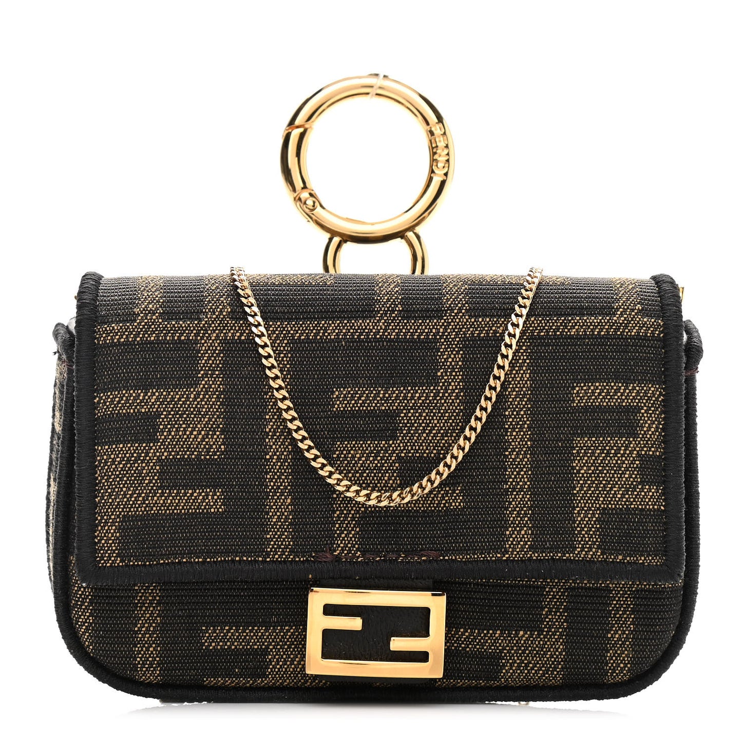 Fabric Jacquard FF 1974 Nano Baguette Charm Tobacco Moro Black