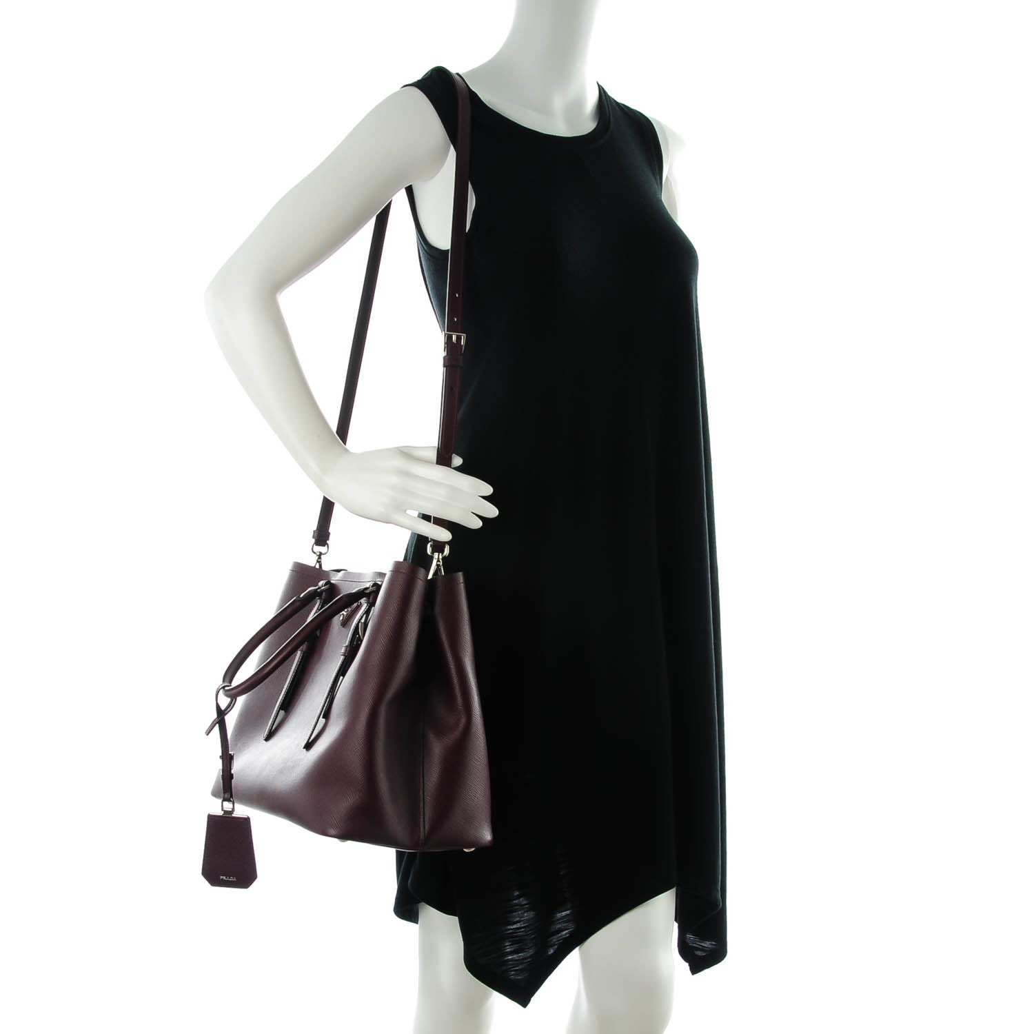 Prada Saffiano Cuir Medium Double Handle Tote Granato 2 of 7
