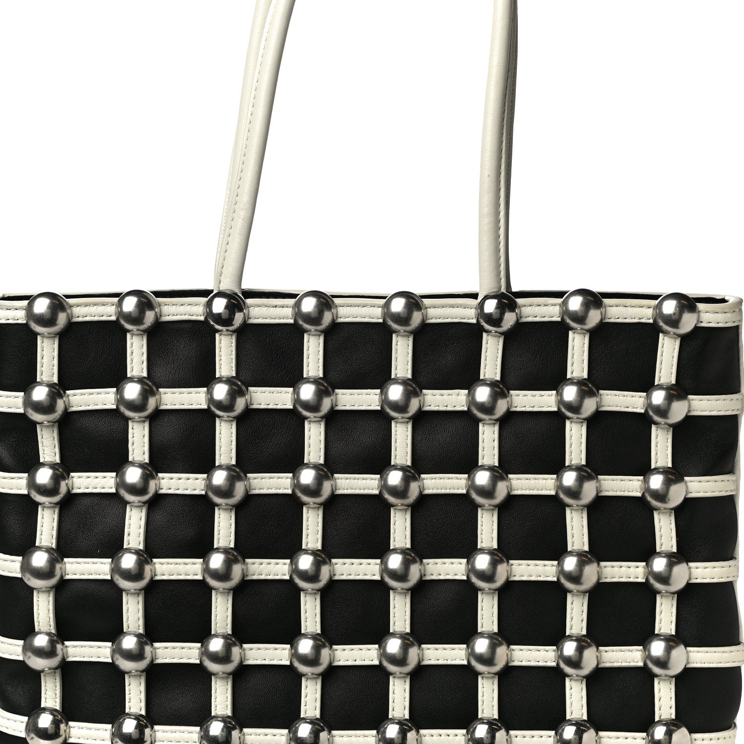 Alexander Wang Calfskin Dome Stud Cage Shopper Tote White Black 7 of 10