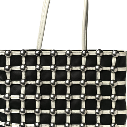 Alexander Wang Calfskin Dome Stud Cage Shopper Tote White Black 7 of 10