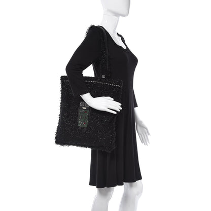 Chanel Tweed Resin Strass Large Robot Shopping Bag Black 2 of 7