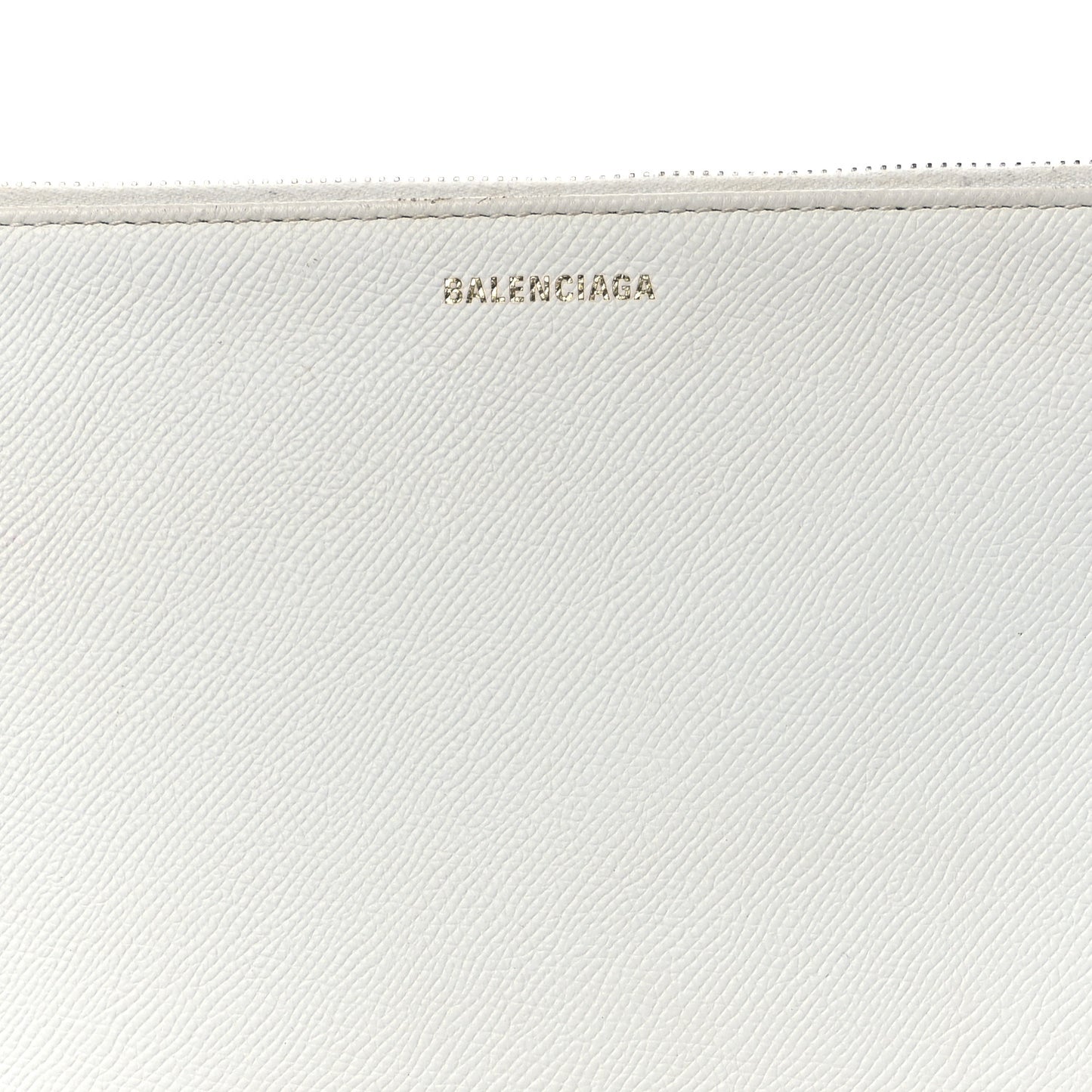 Calfskin Logo Large Zip Pouch White