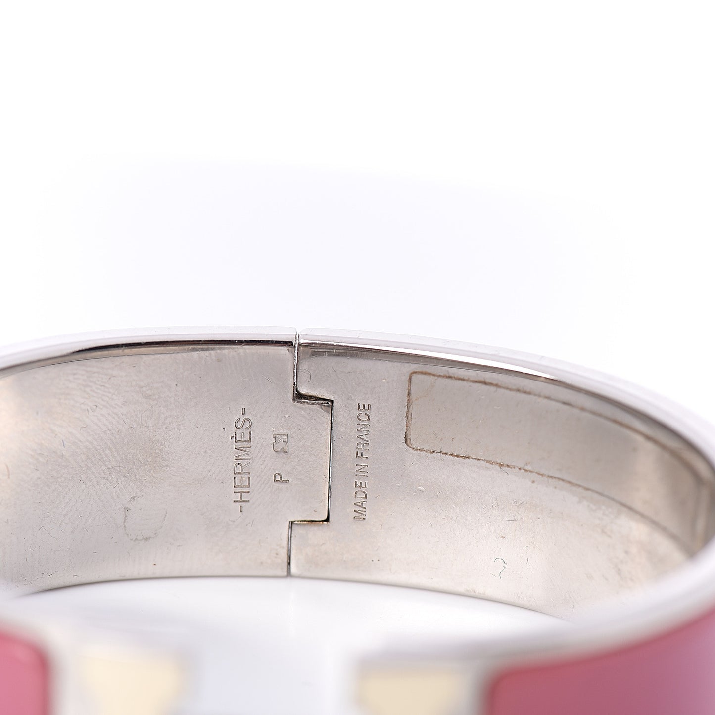 Enamel Wide Clic Clac H Bracelet GM White Vieux Rose
