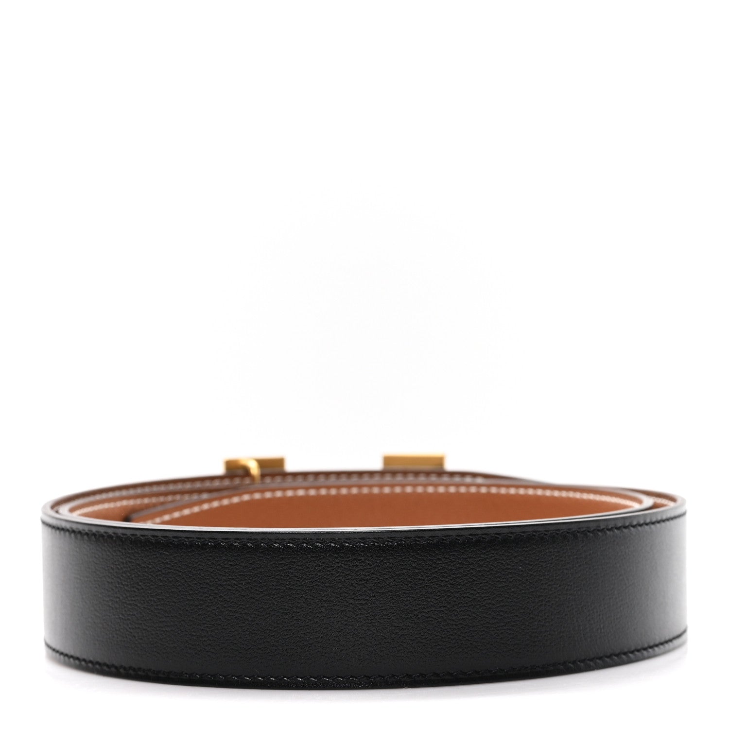 Hermes Box Togo H Belt 85 34 Black Gold 2 of 5