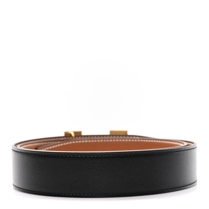 Hermes Box Togo H Belt 85 34 Black Gold 2 of 5
