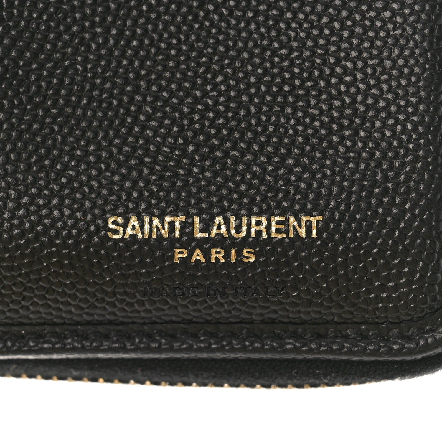 Saint Laurent Grain De Poudre Matelasse Chevron Monogram Compact Zip Around Wallet Black 6 of 8