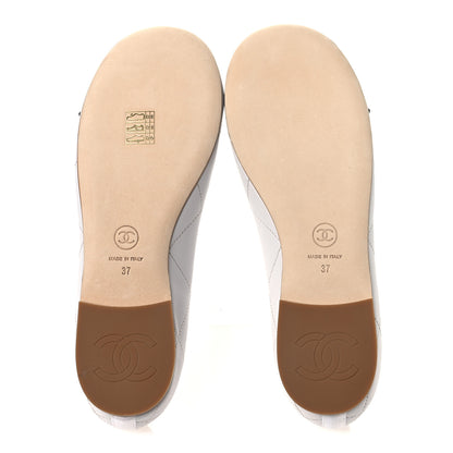 Chanel Lambskin Quilted CC Cambon Ballet Flats 37 White Black 7 of 11