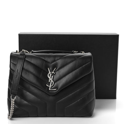Saint Laurent Calfskin Y Quilted Monogram Small Loulou Chain Satchel Black 8 of 8