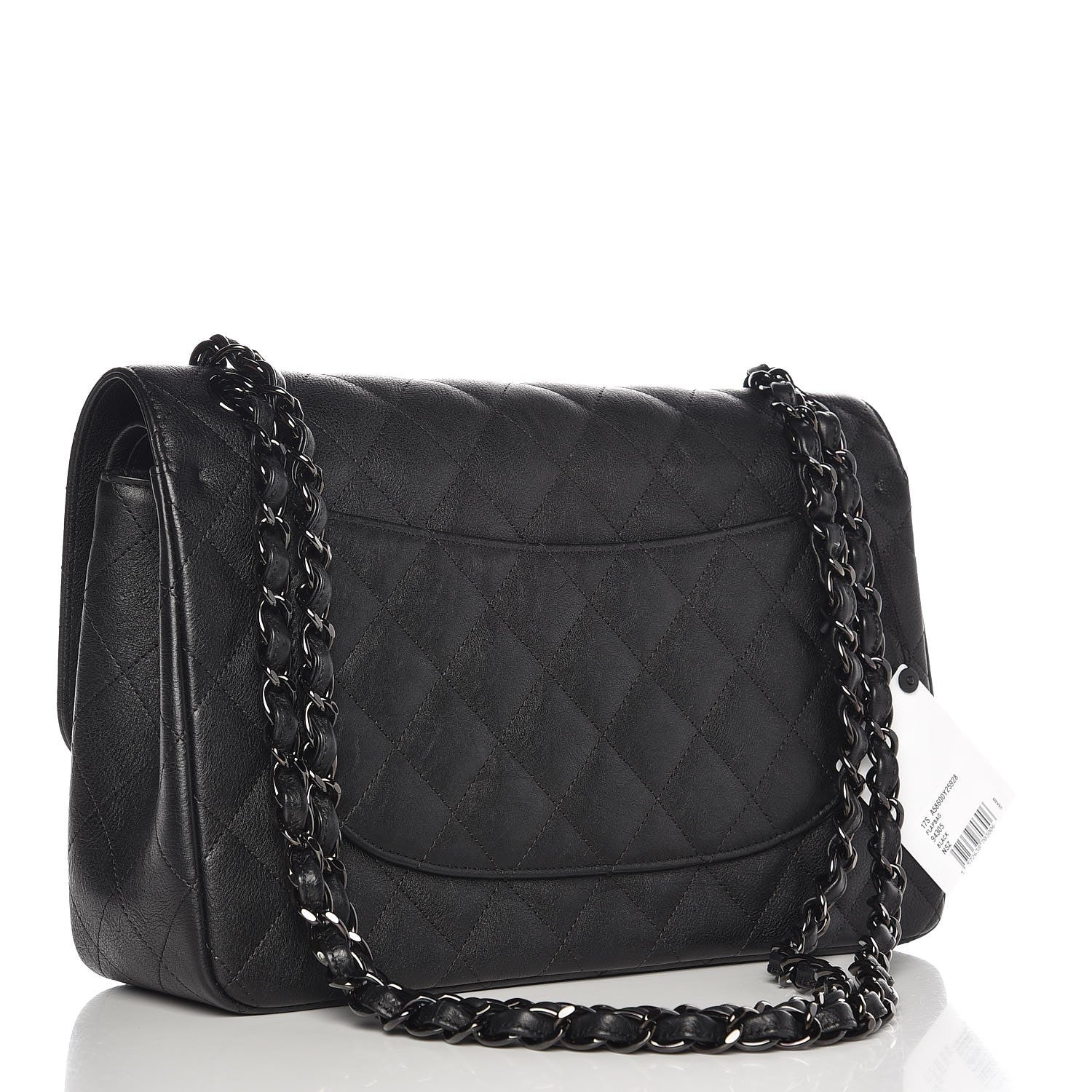 Chanel Crumpled Calfskin Quilted Jumbo Double Flap So Black 4 of 10