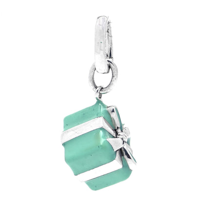 Tiffany Sterling Silver Enamel Gift Box Charm Blue 1 of 4