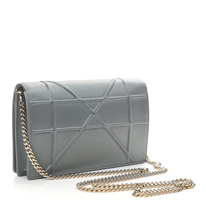 Christian Dior Satin Diorama Wallet on Chain Pouch Blue Gray 3 of 9