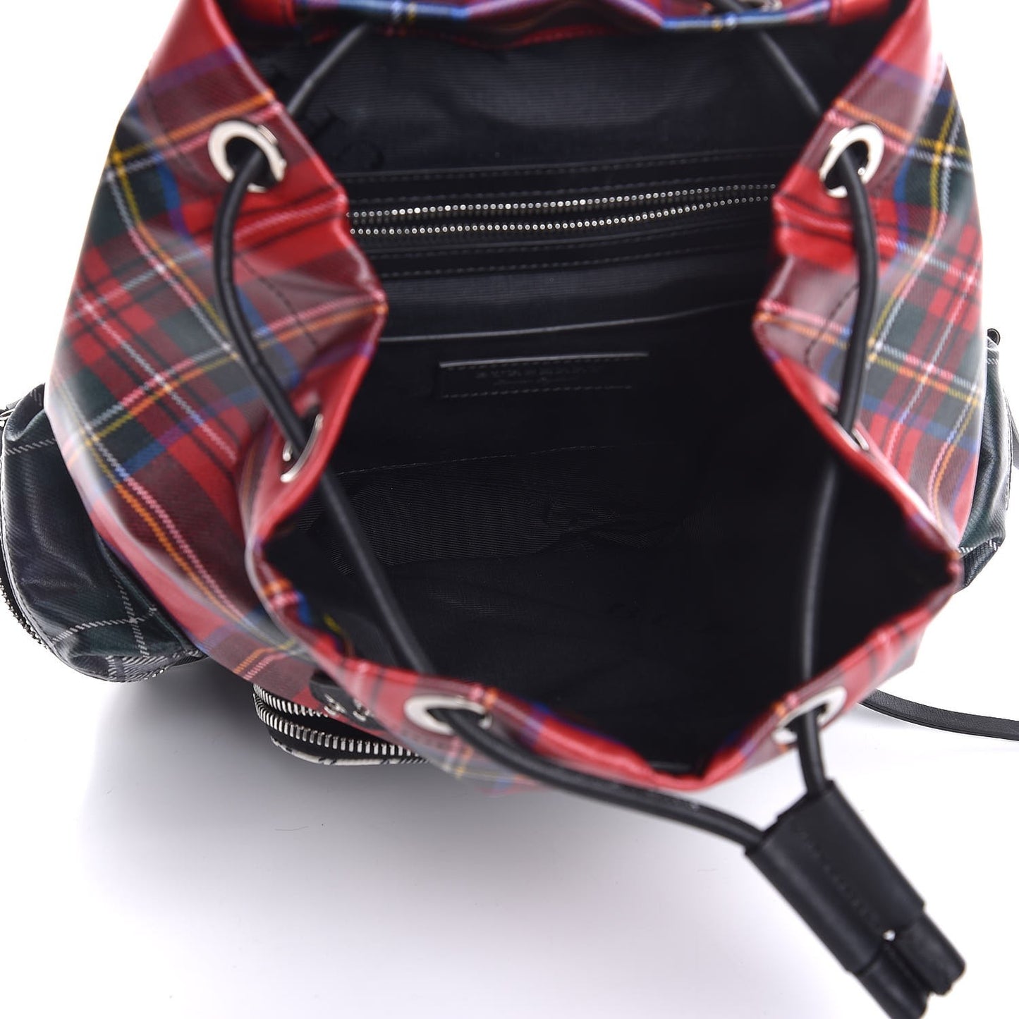Laminated Tartan Patchwork Medium Rucksack Backpack Military Red