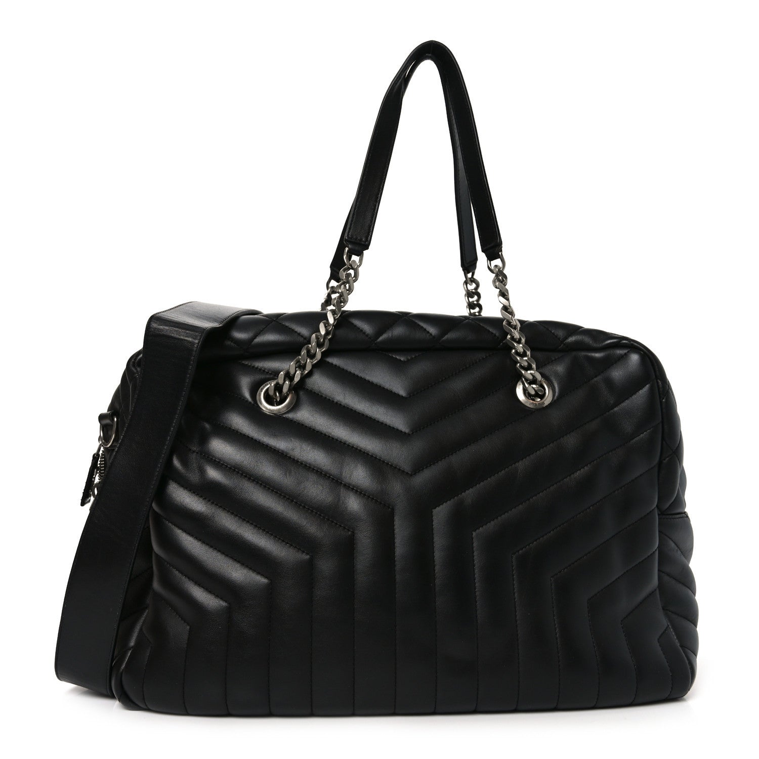 Saint Laurent Lambskin Mixed Matelasse Joan Bowling Bag Black 1 of 11