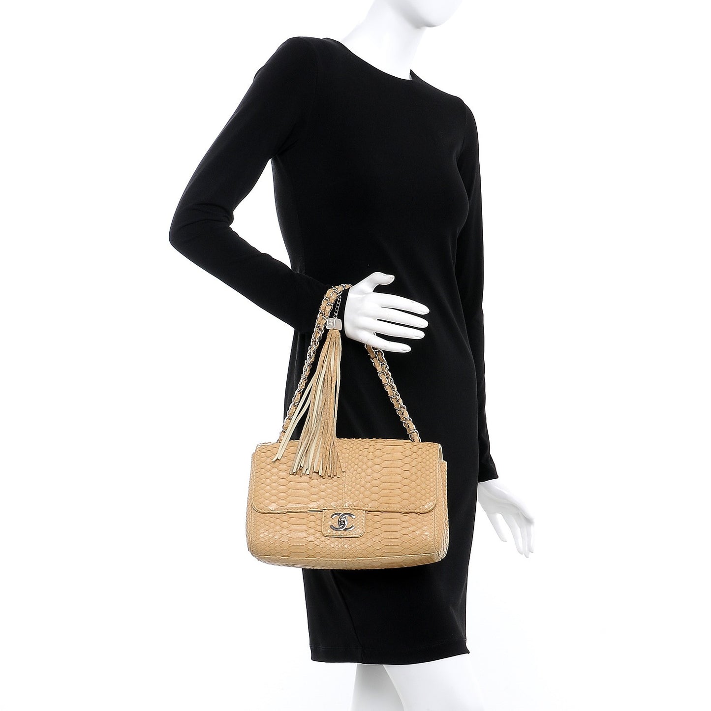 Python Medium Soho Tassel Flap Beige