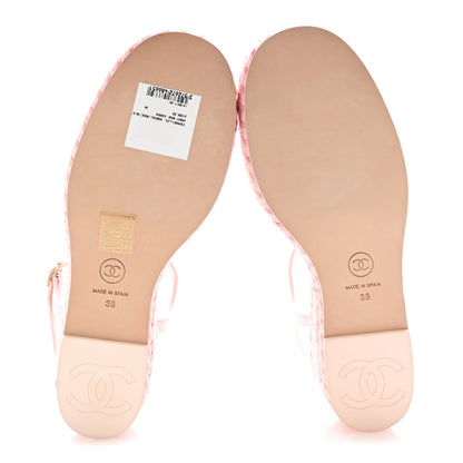 Chanel Lambskin Grosgrain CC Espadrilles Wedges 38 Pink Black 6 of 11