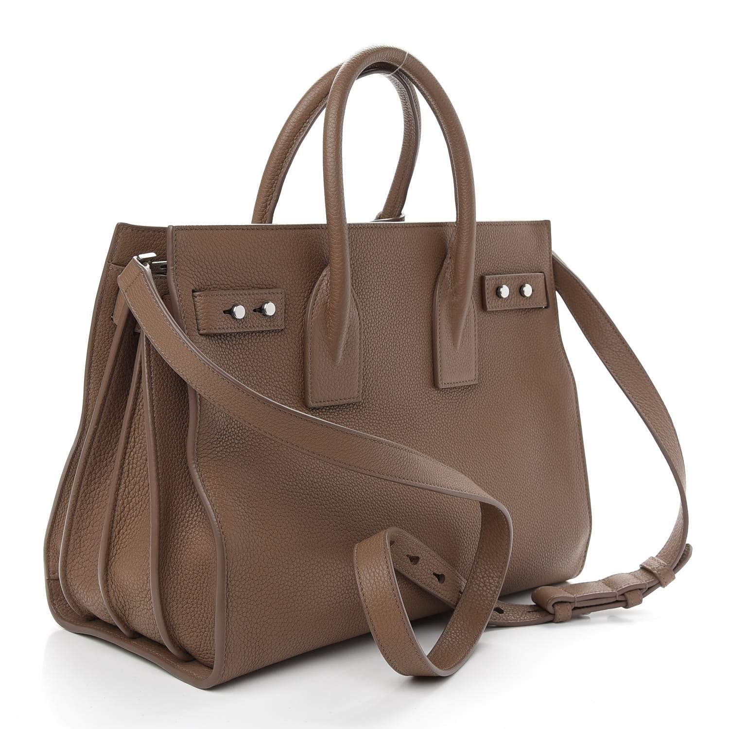 Saint Laurent Grained Calfskin Small Supple Sac De Jour Taupe 2 of 8