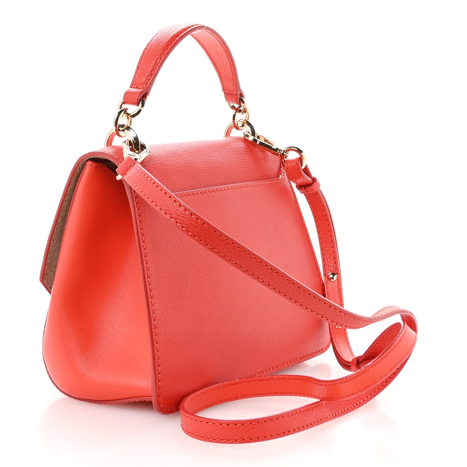 Jimmy Choo Goatskin Calfskin Crystal Mini Madeline Top Handle Satchel Mandarin Red 3 of 10