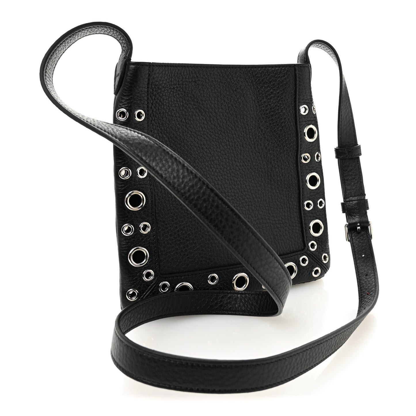 Grained Calfskin Studded Nellcote Fringe Shoulder Bag Black