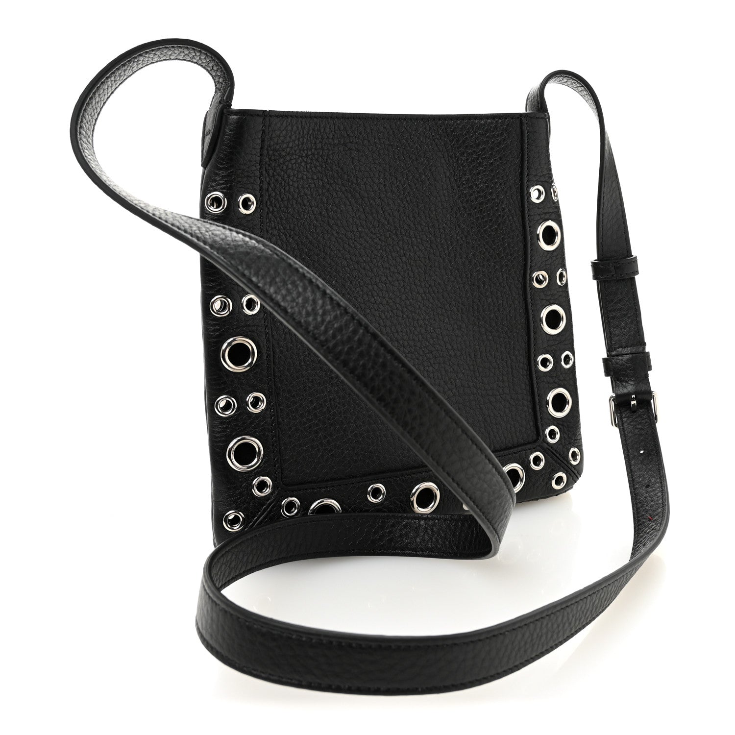 Valentino Garavani Grained Calfskin Studded Nellcote Fringe Shoulder Bag Black 3 of 9