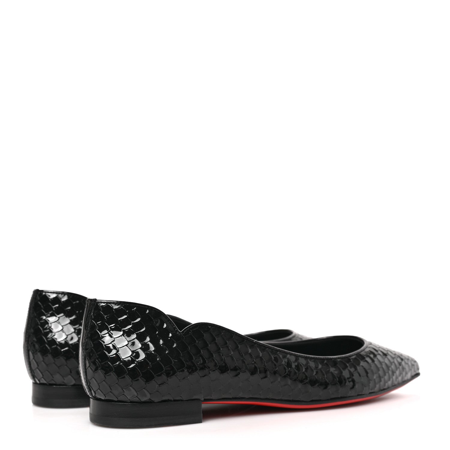 Christian Louboutin Patent Snakeskin Embossed Hot Chickita Flats 37 Black 4 of 7