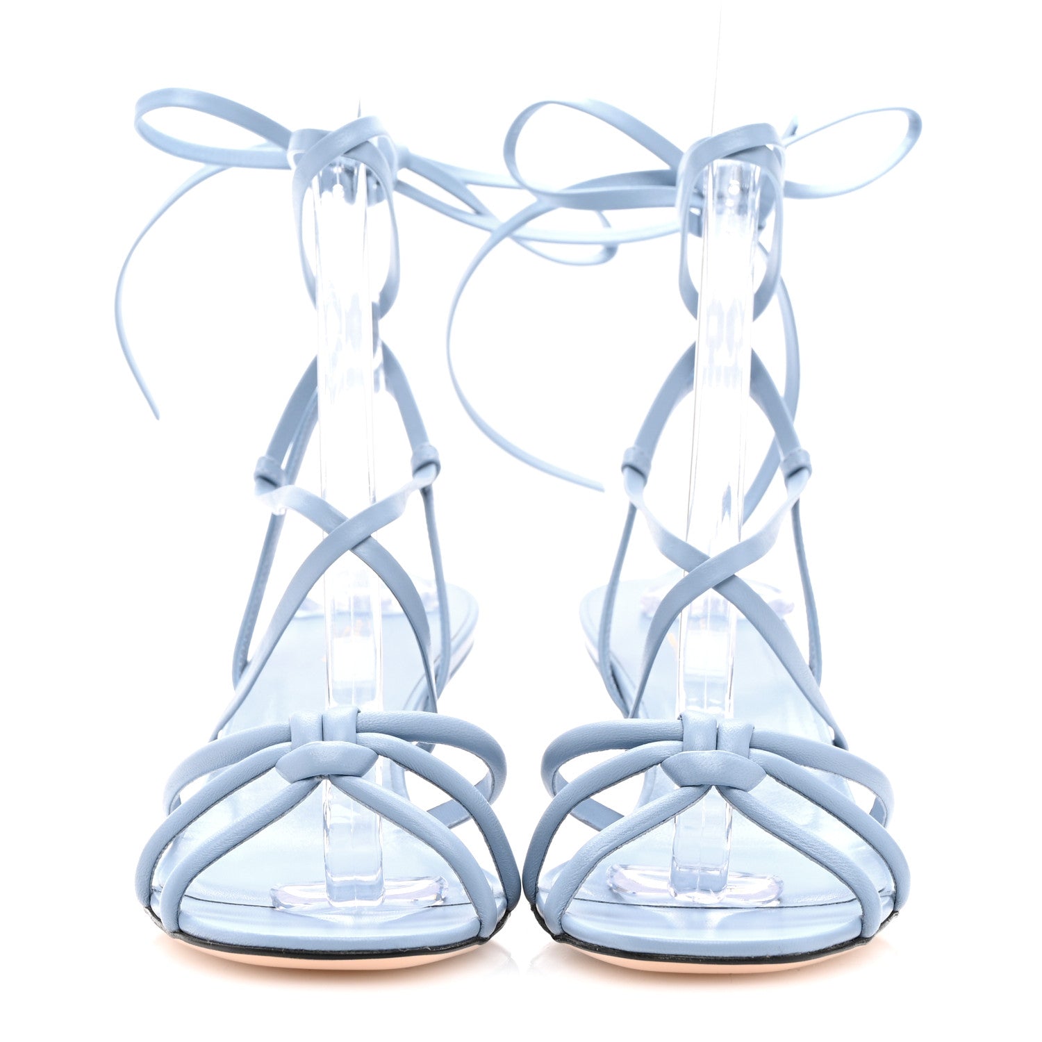 Gucci Nappa Charlotte Heel Sandals 38 Porcelain Light Blue 2 of 8