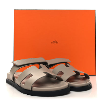 Hermes Calfskin Womens Chypre Sandals 41 Beige Mastic 9 of 9