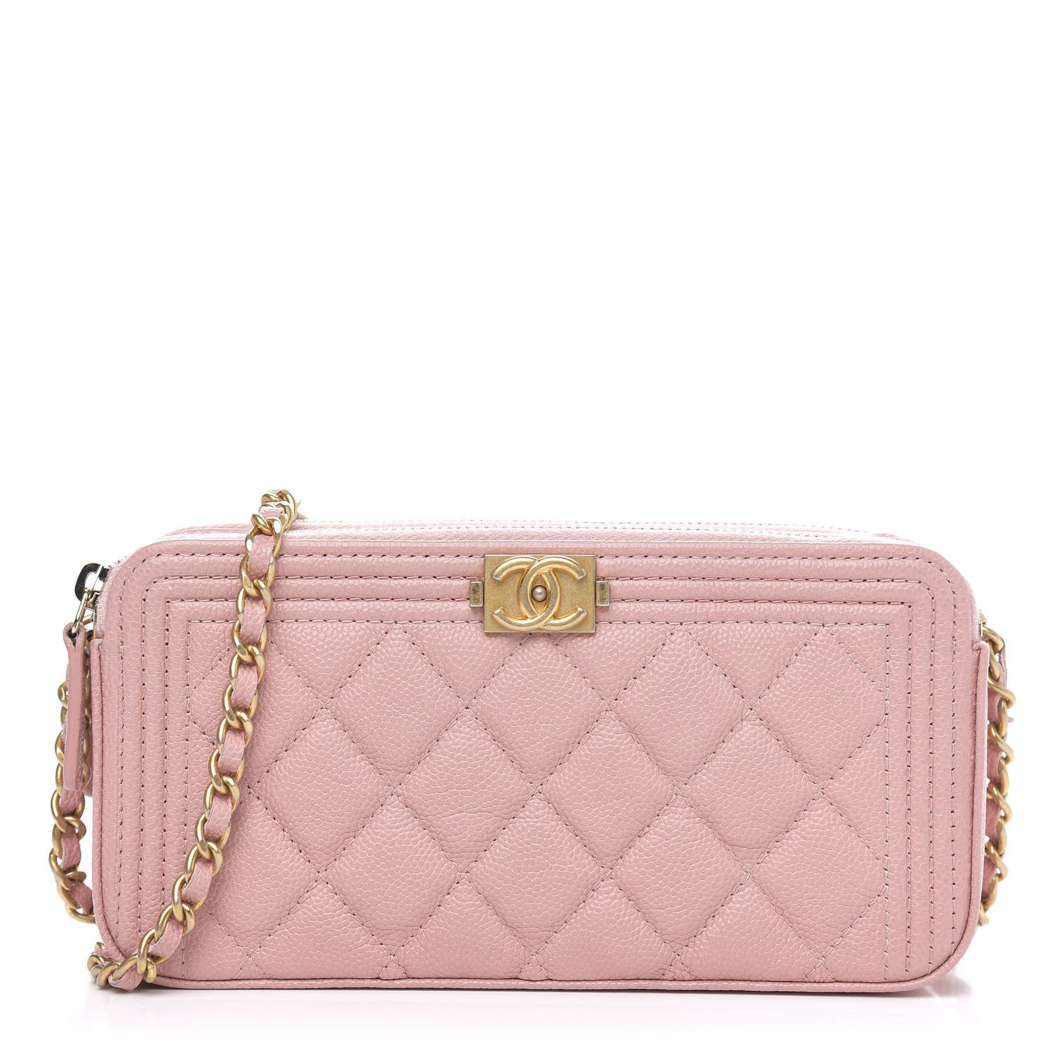 Chanel Caviar Quilted Small Boy Clutch With Chain Pink 1 of 12