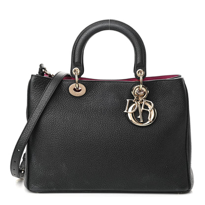 Christian Dior Bullcalf Medium Diorissimo Tote Black Rose Indien 1 of 11
