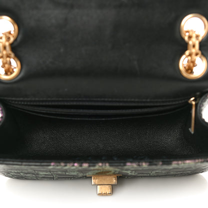 Chanel Calfskin Crocodile Embossed Graffiti 2.55 Mini Cocodile Reissue Flap Black Pink 6 of 20